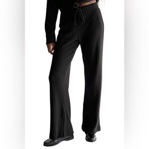 Donni 100% Organic Cotton Wide Leg Pant in Jet Black